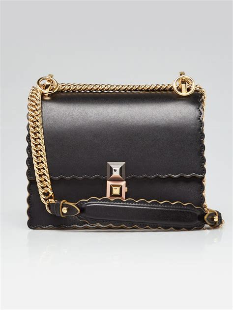 Fendi Black Scalloped Shoulder Bag Kan I 8M0381